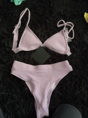 Lilac Ribbed Triangle Bikini Set - Unbranded Women Swim Bikini